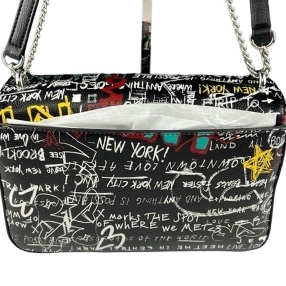DKNY Graffiti Cleo Crossbody Bag with Chain Strap - Picture 2 of 7